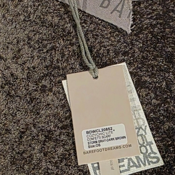 Barefoot Dreams Cozychic Lite Confetti Scarf Dark Brown Storm Grey Women's New - Picture 3 of 5